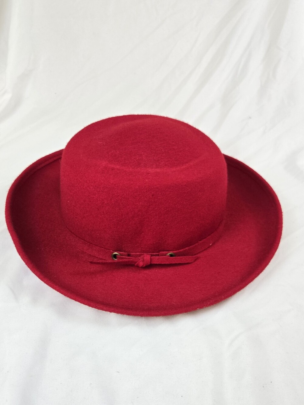 August Hat Company Red Wool Felt Fedora Wide Brim Hat 100% Wool Size 7 1/4